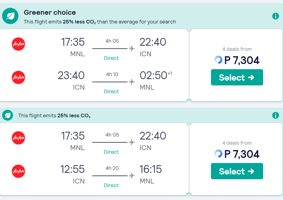 Skyscanner Manila to Seoul