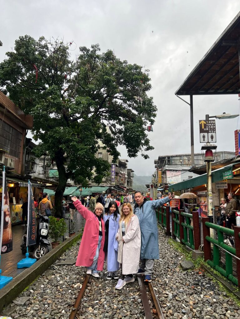 Shifen Old Street Train Tracks Family Picture